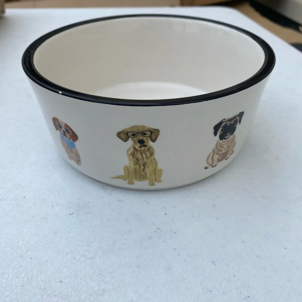 Dog Bowl with Cute Dog Illustrations